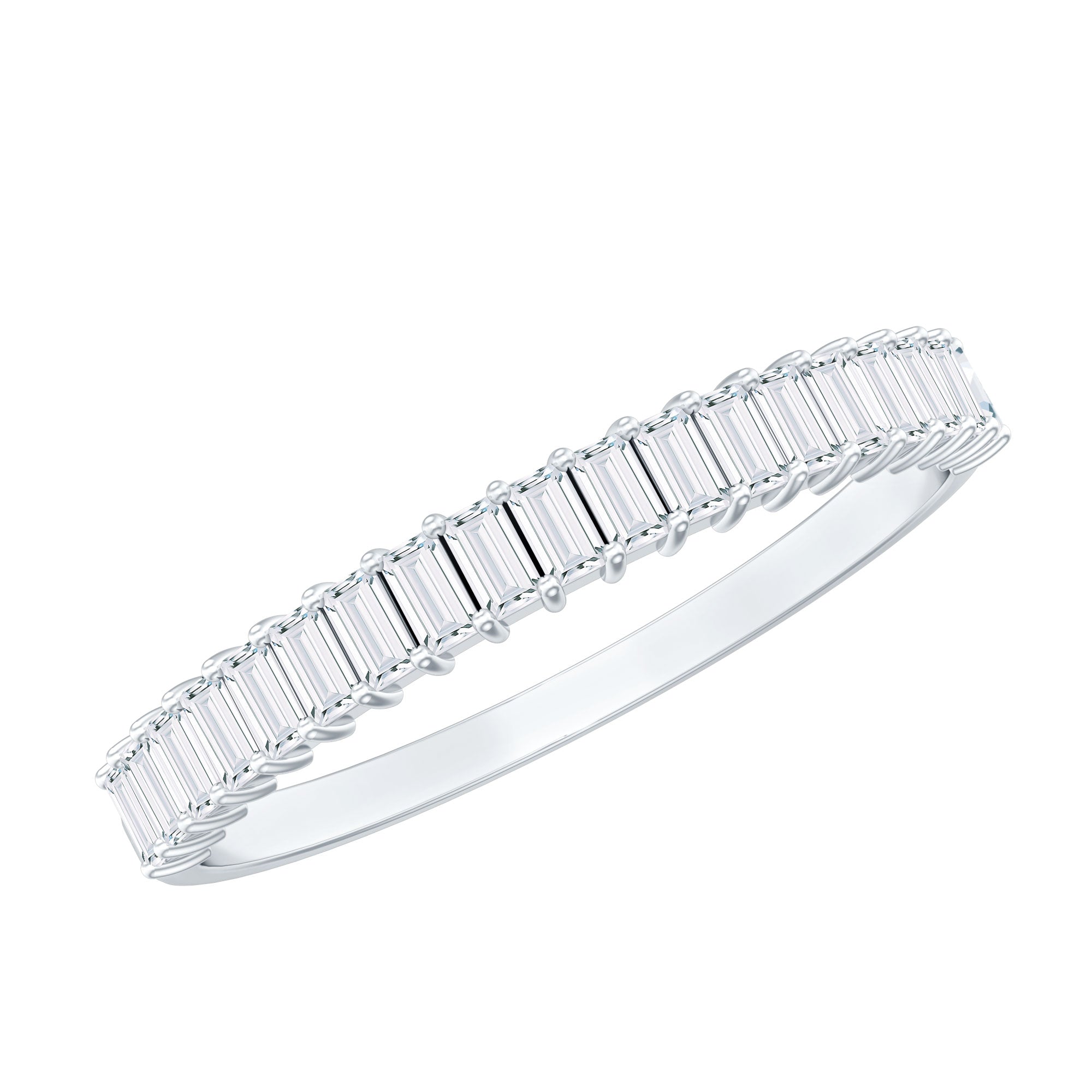 Baguette Cut Moissanite Half Eternity Wedding Band