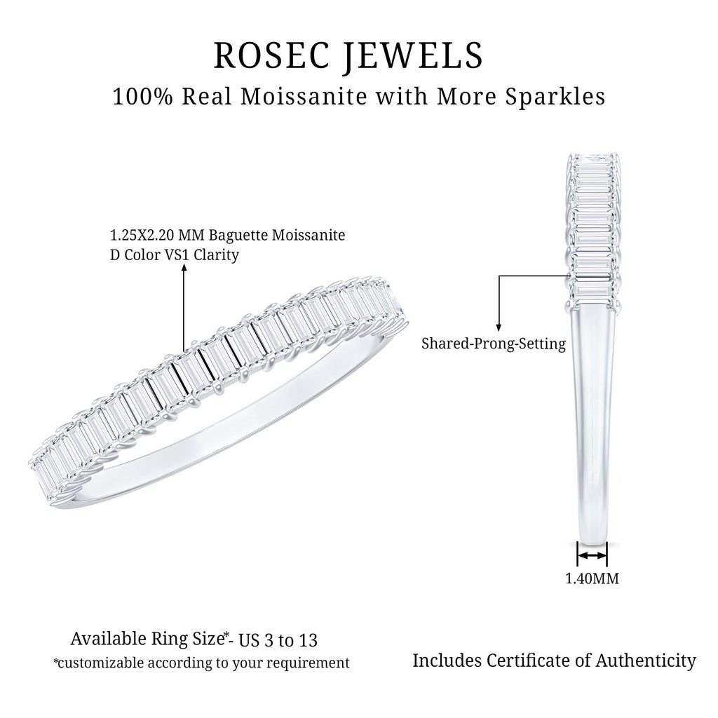Baguette Cut Moissanite Half Eternity Wedding Band