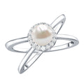 2.5 CT Freshwater Pearl Criss Cross Engagement Ring with Diamond Halo