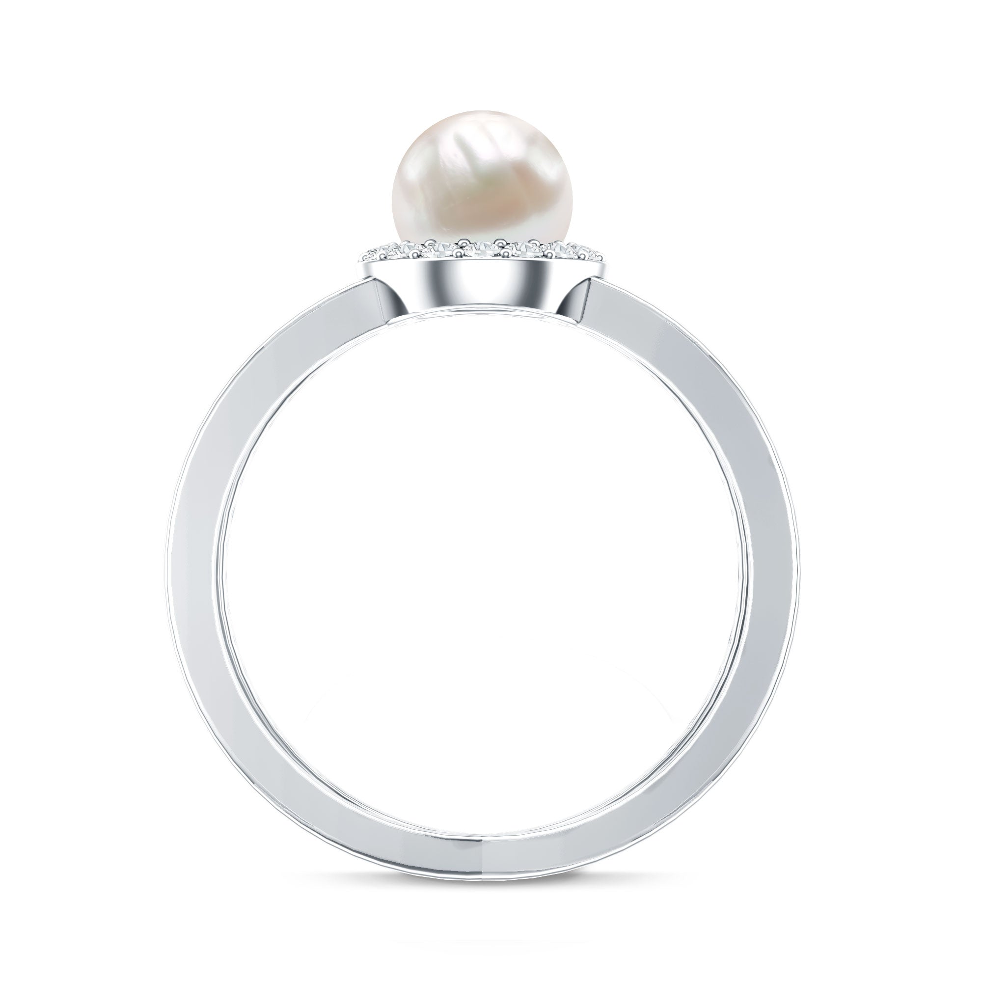 2.5 CT Freshwater Pearl Criss Cross Engagement Ring with Diamond Halo