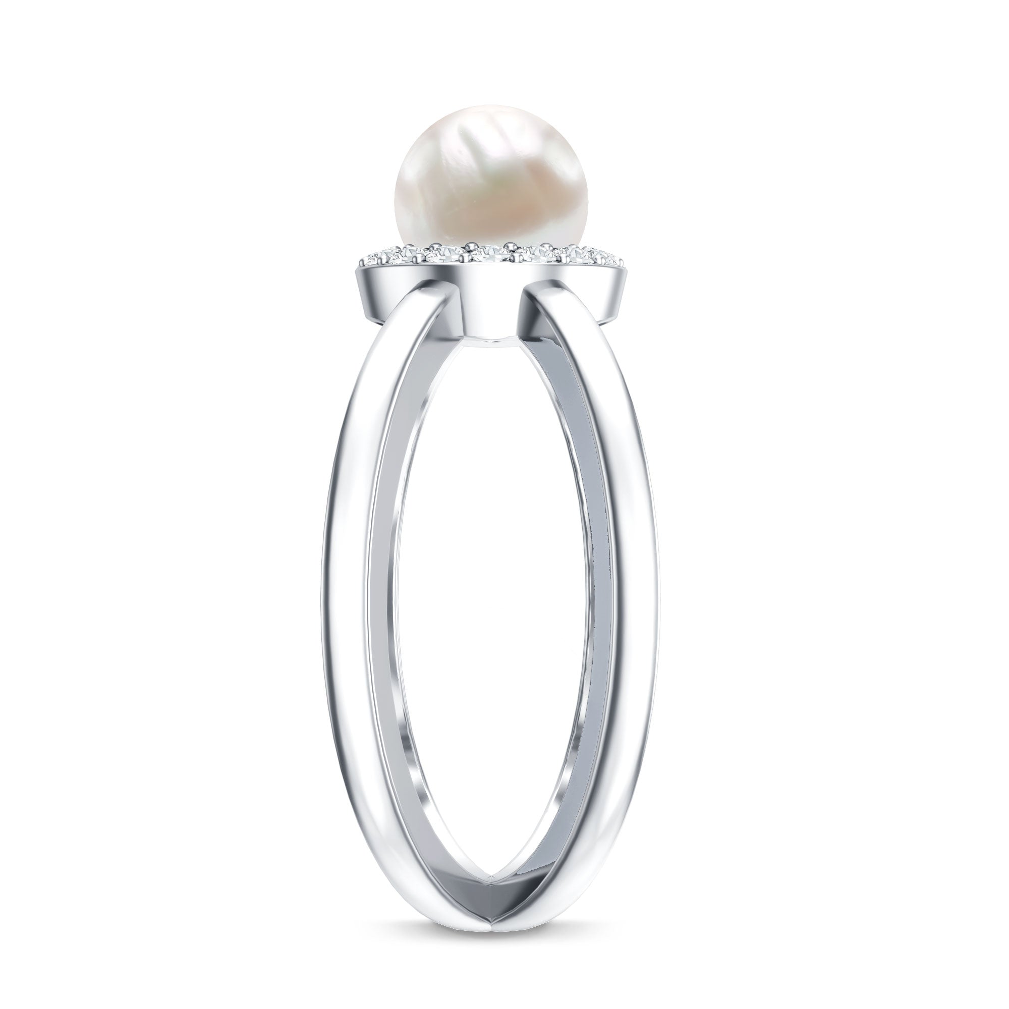 2.5 CT Freshwater Pearl Criss Cross Engagement Ring with Diamond Halo