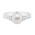 3 CT Freshwater Pearl Antique Beaded Ring with Diamond Halo