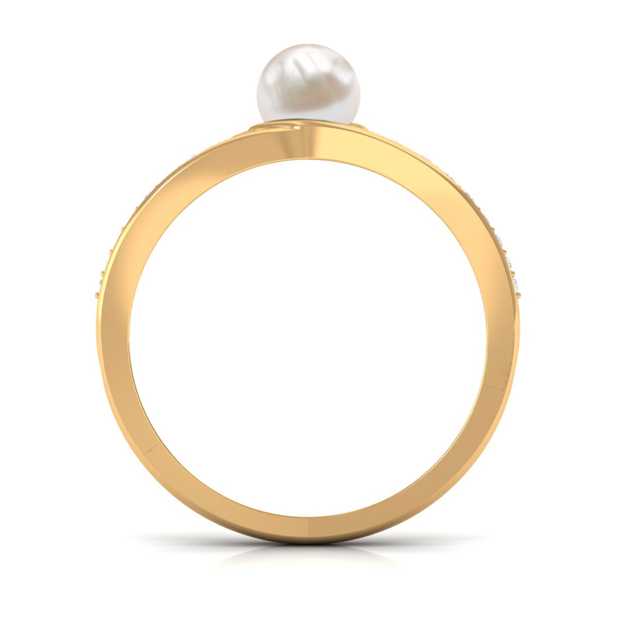 Freshwater Pearl Engagement Ring with Diamond Side Stones