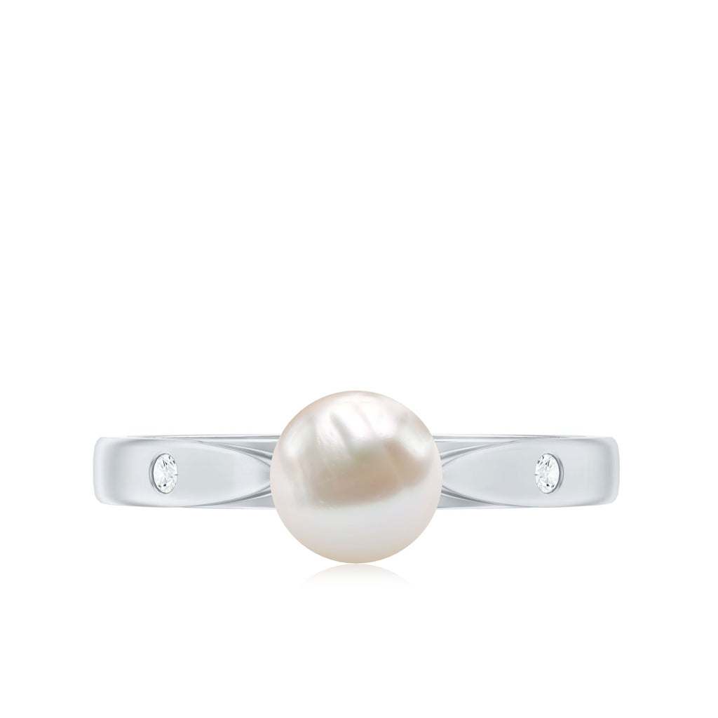 2.25 CT Freshwater Pearl Solitaire Ring with Diamond Accent