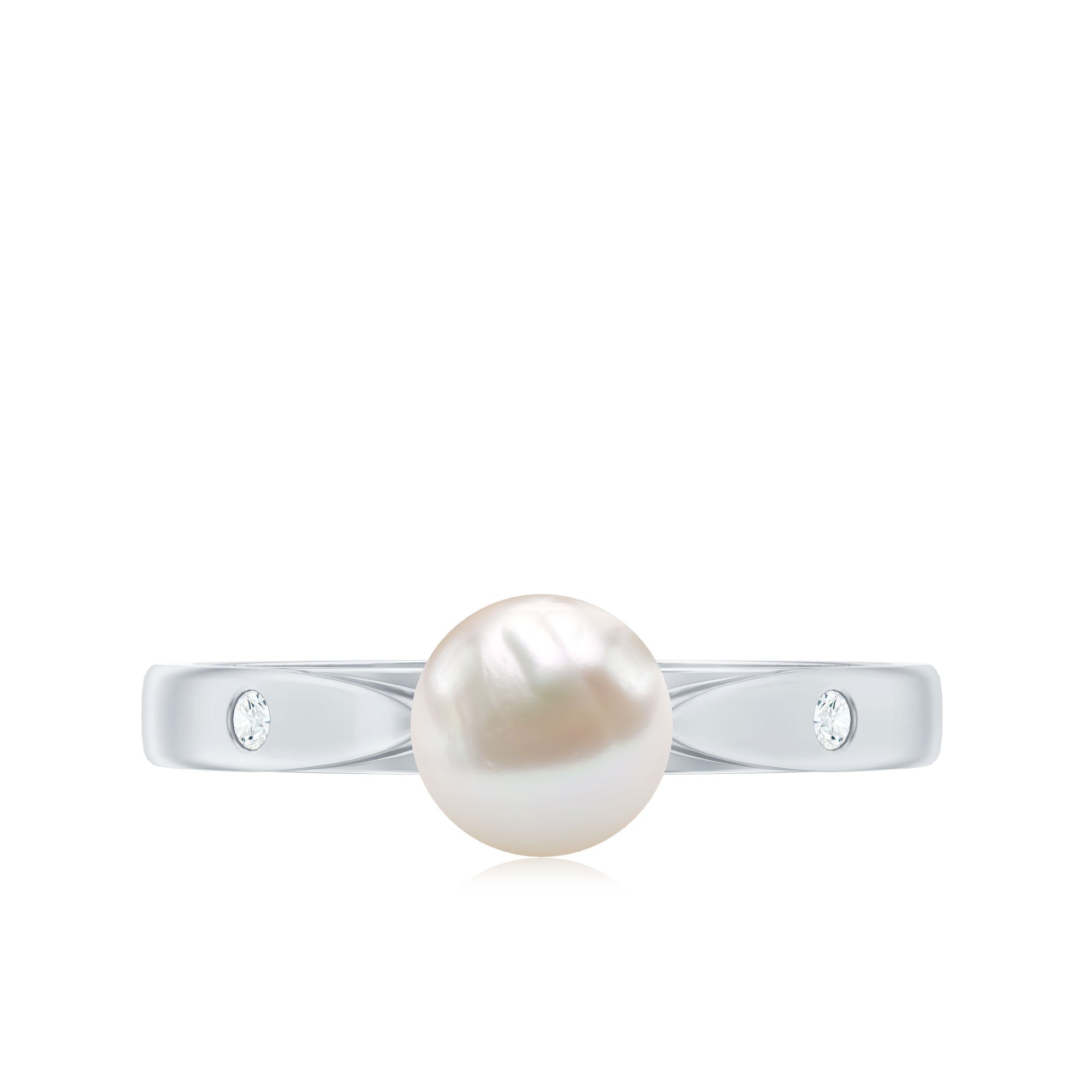 2.25 CT Freshwater Pearl Solitaire Ring with Diamond Accent