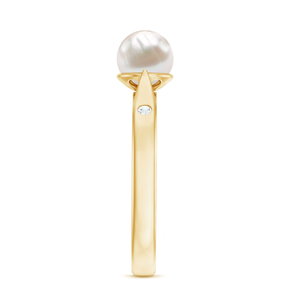 2.25 CT Freshwater Pearl Solitaire Ring with Diamond Accent