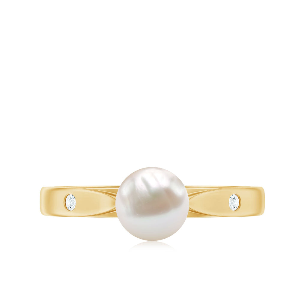 2.25 CT Freshwater Pearl Solitaire Ring with Diamond Accent