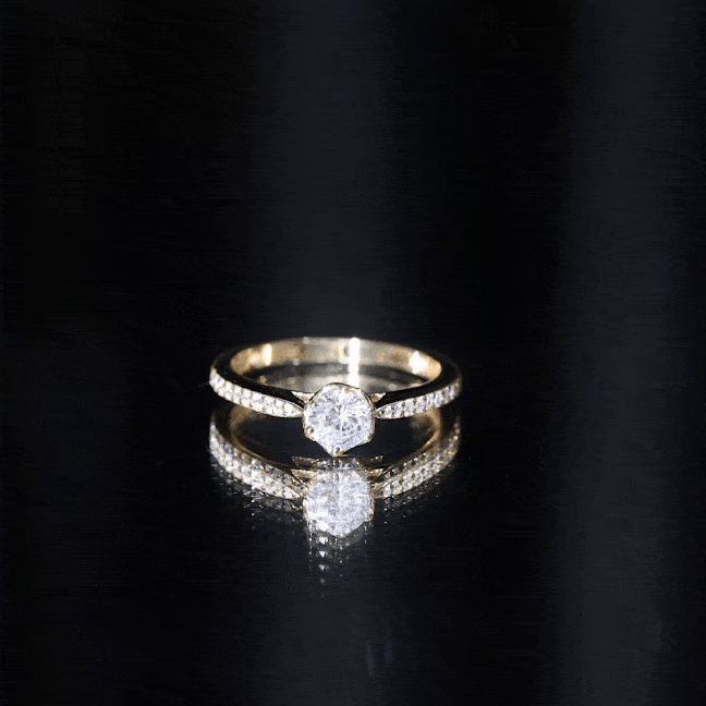 3/4 CT Zircon Engagement Ring with Side Stones in Gold