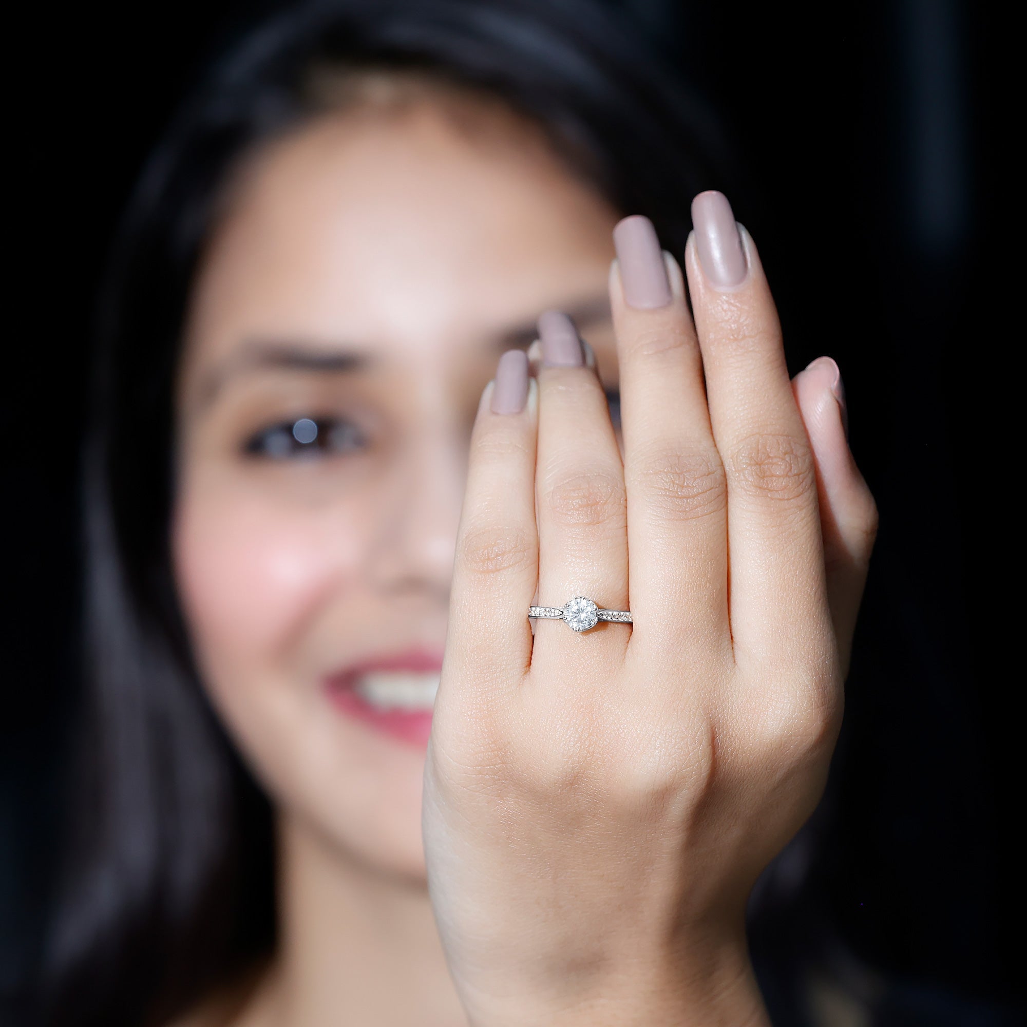 3/4 CT Zircon Engagement Ring with Side Stones in Gold