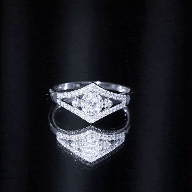 Round Zircon Statement Engagement Ring in Gold