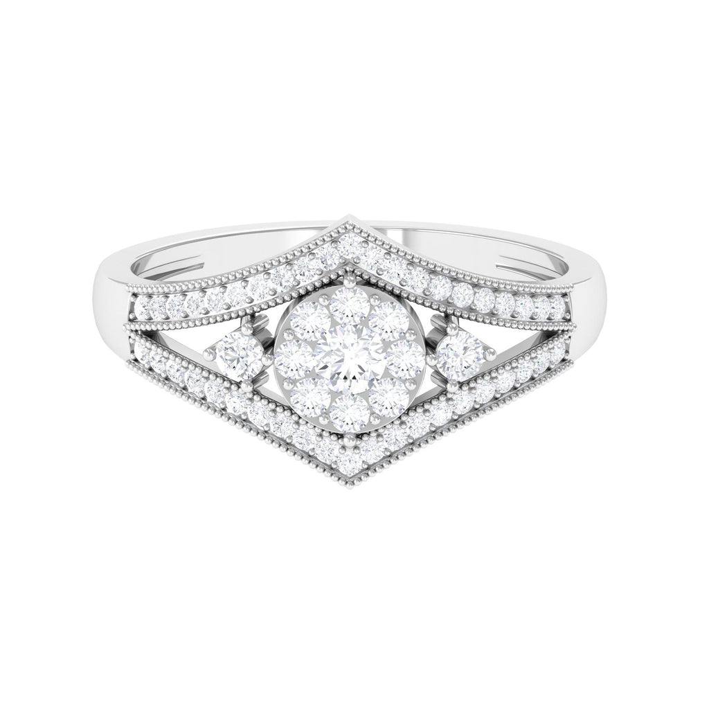 Round Zircon Statement Engagement Ring in Gold