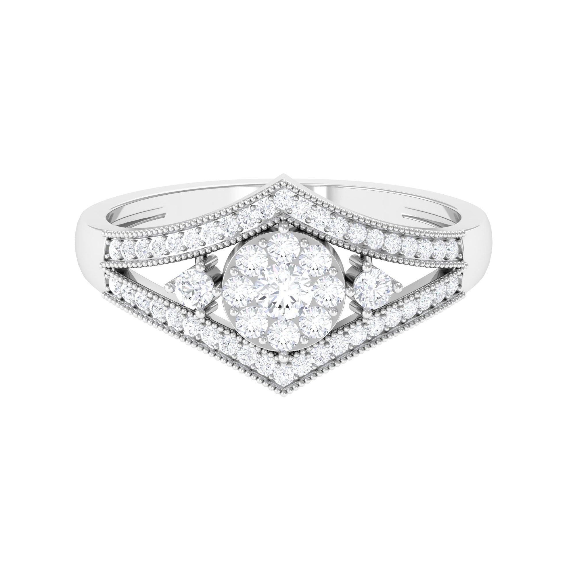 Round Zircon Statement Engagement Ring in Gold