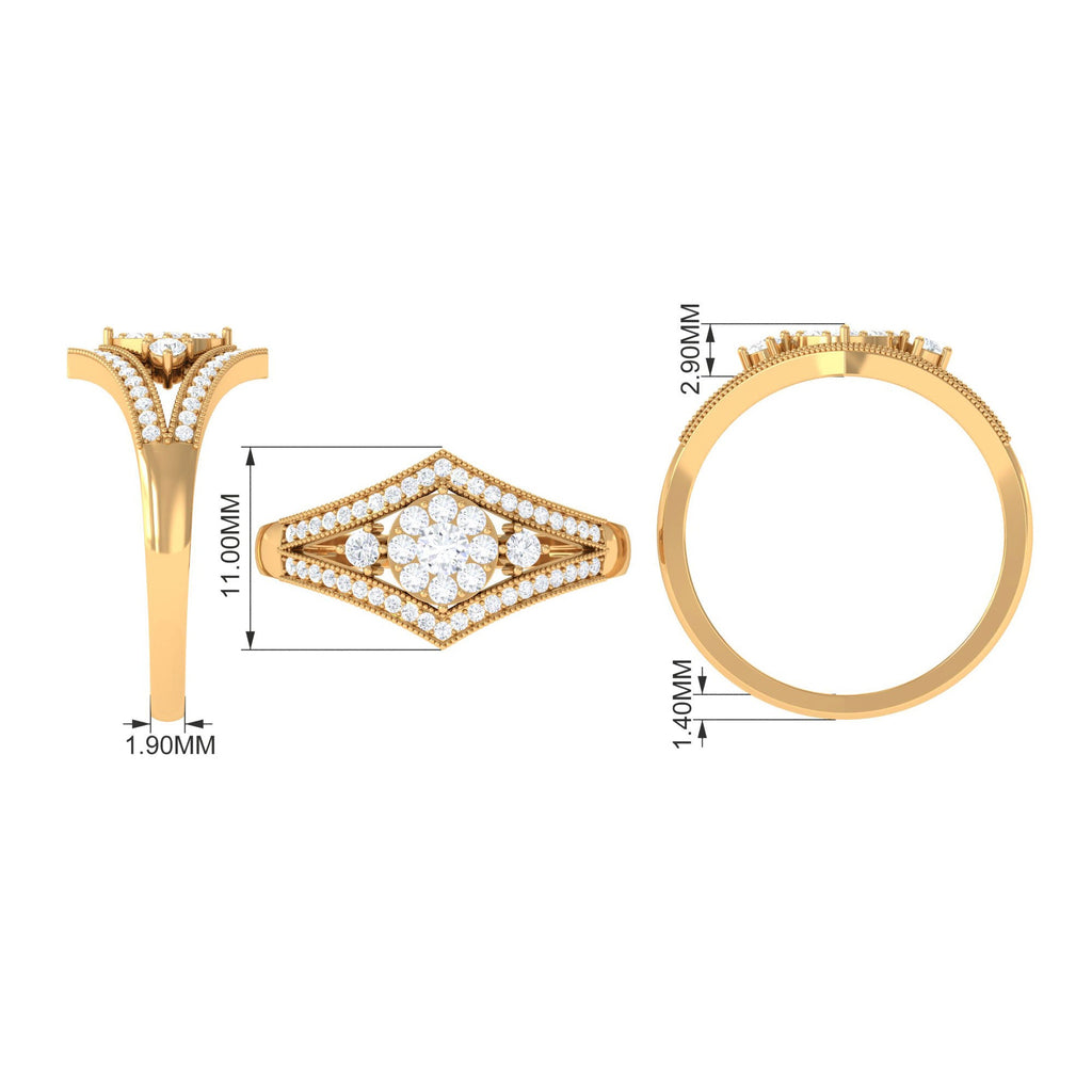 Round Zircon Statement Engagement Ring in Gold