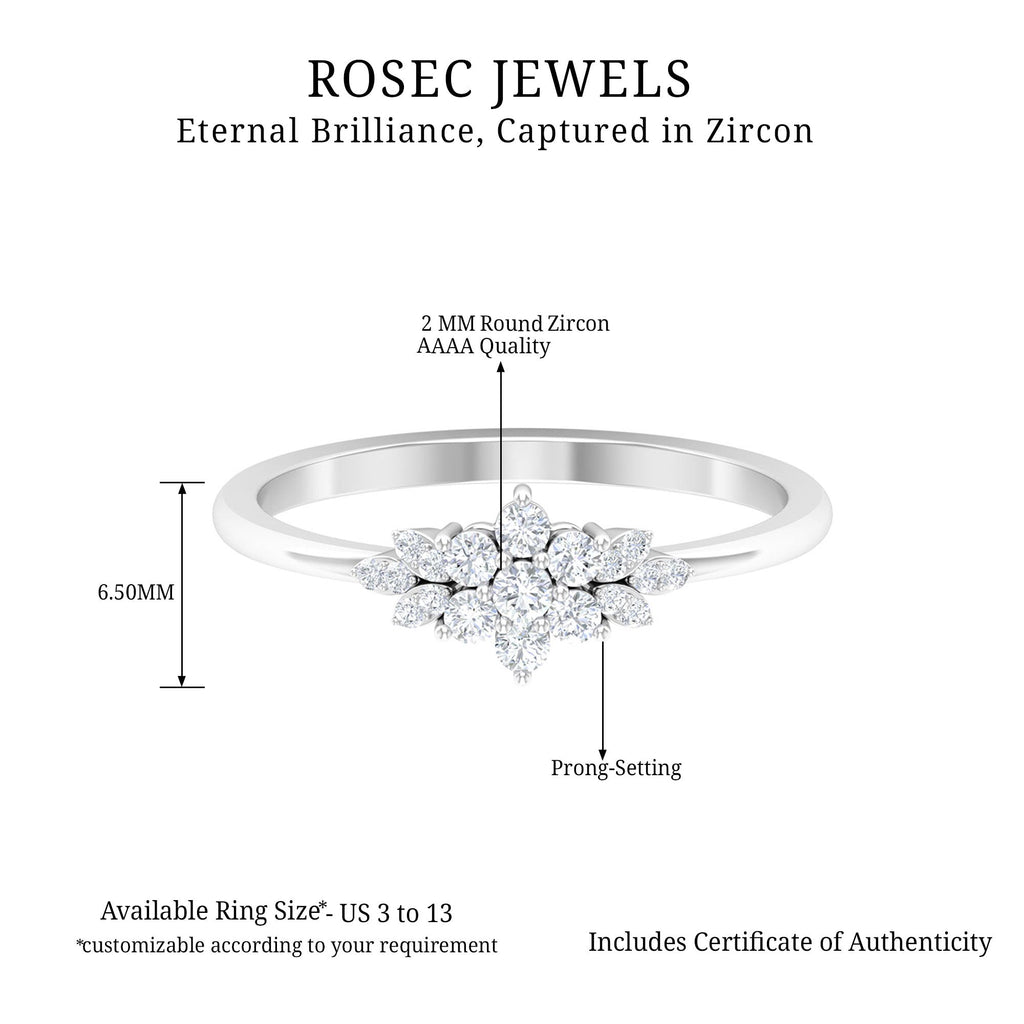 Cubic Zirconia Flower Cluster Engagement Ring