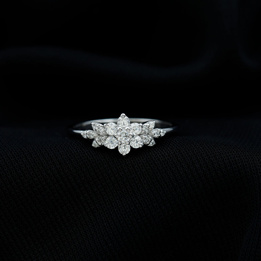 Cubic Zirconia Flower Cluster Engagement Ring