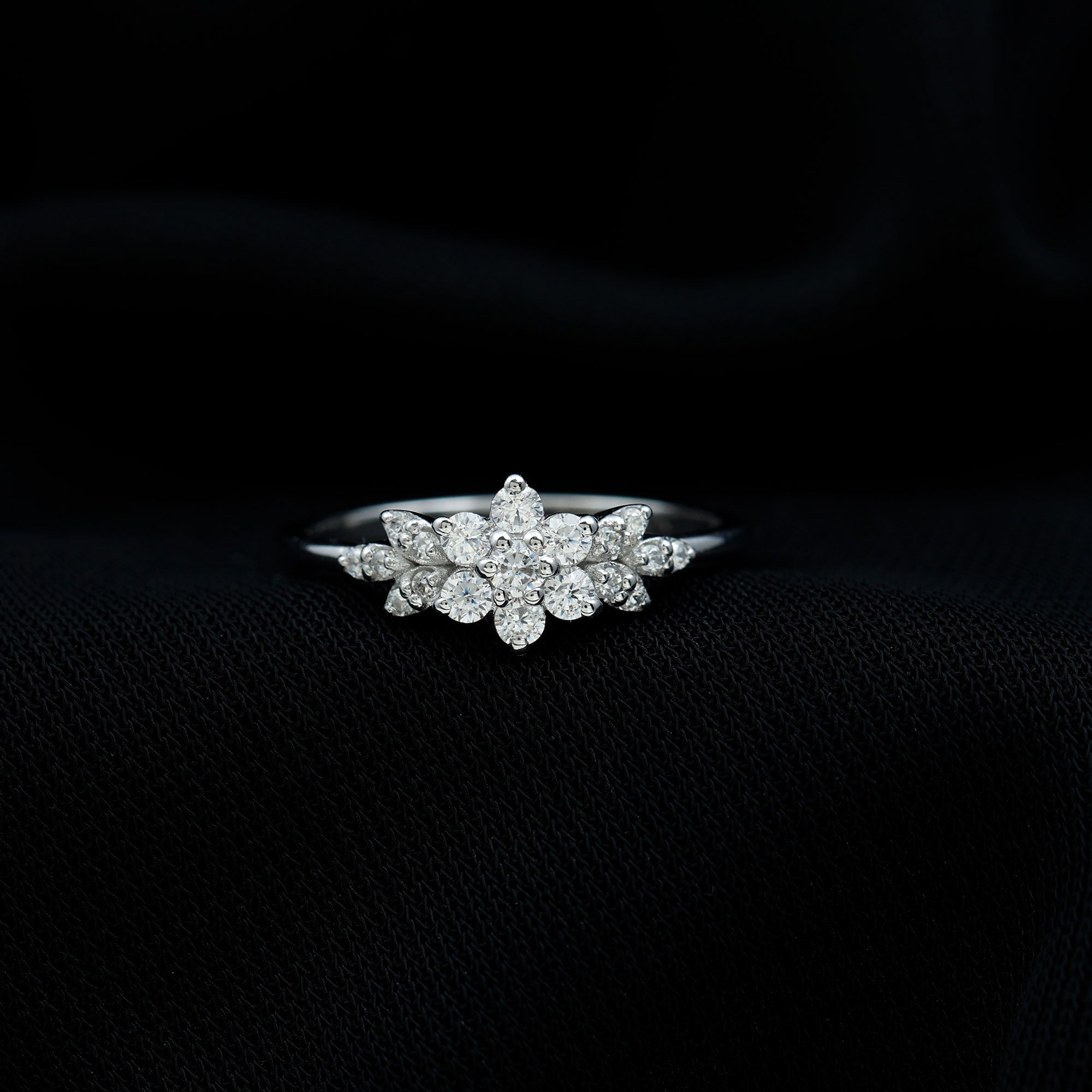 Cubic Zirconia Flower Cluster Engagement Ring