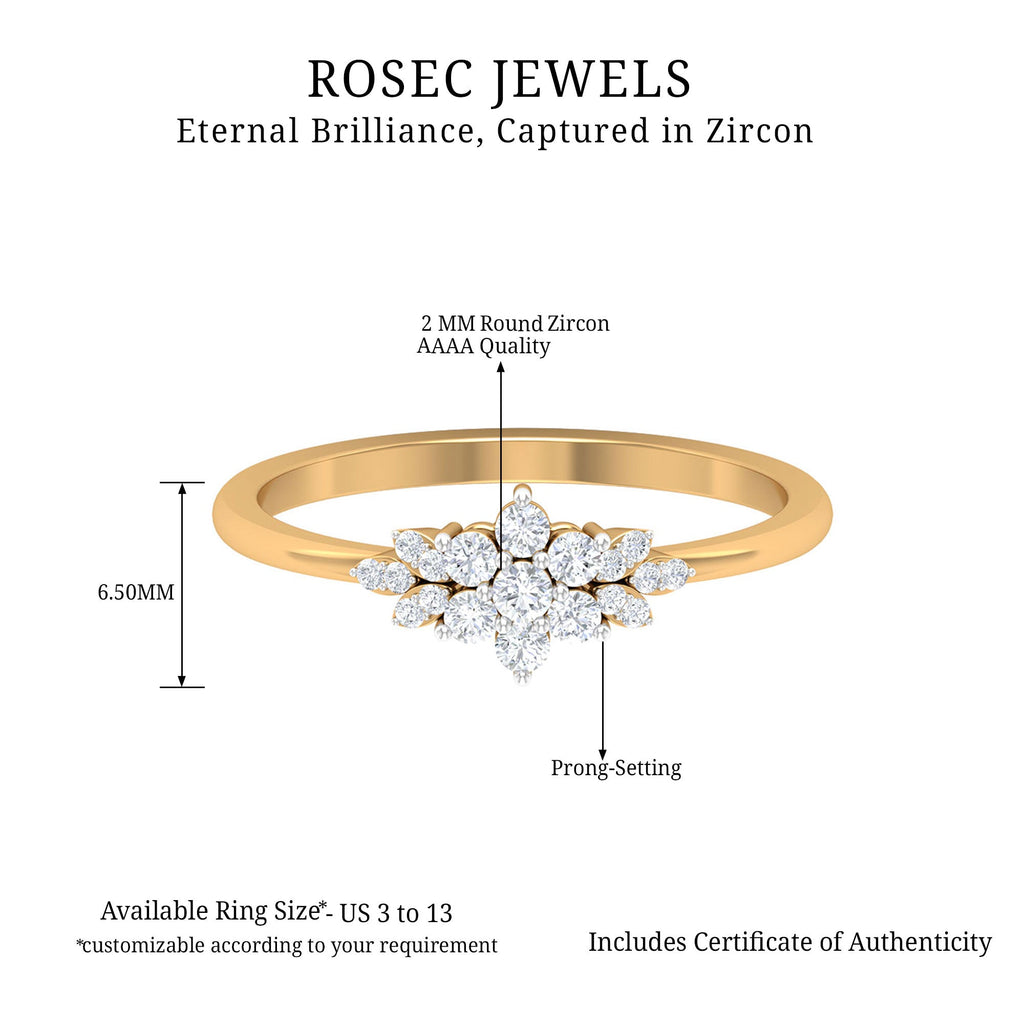 Cubic Zirconia Flower Cluster Engagement Ring
