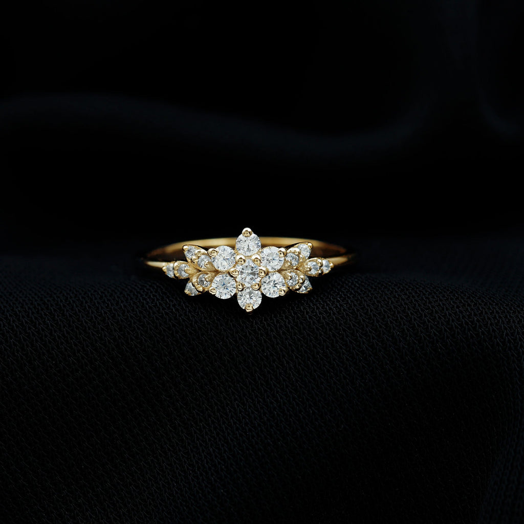 Cubic Zirconia Flower Cluster Engagement Ring