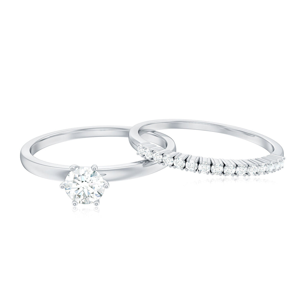 3/4 CT Cubic Zirconia Solitaire Simple Ring Set in Gold