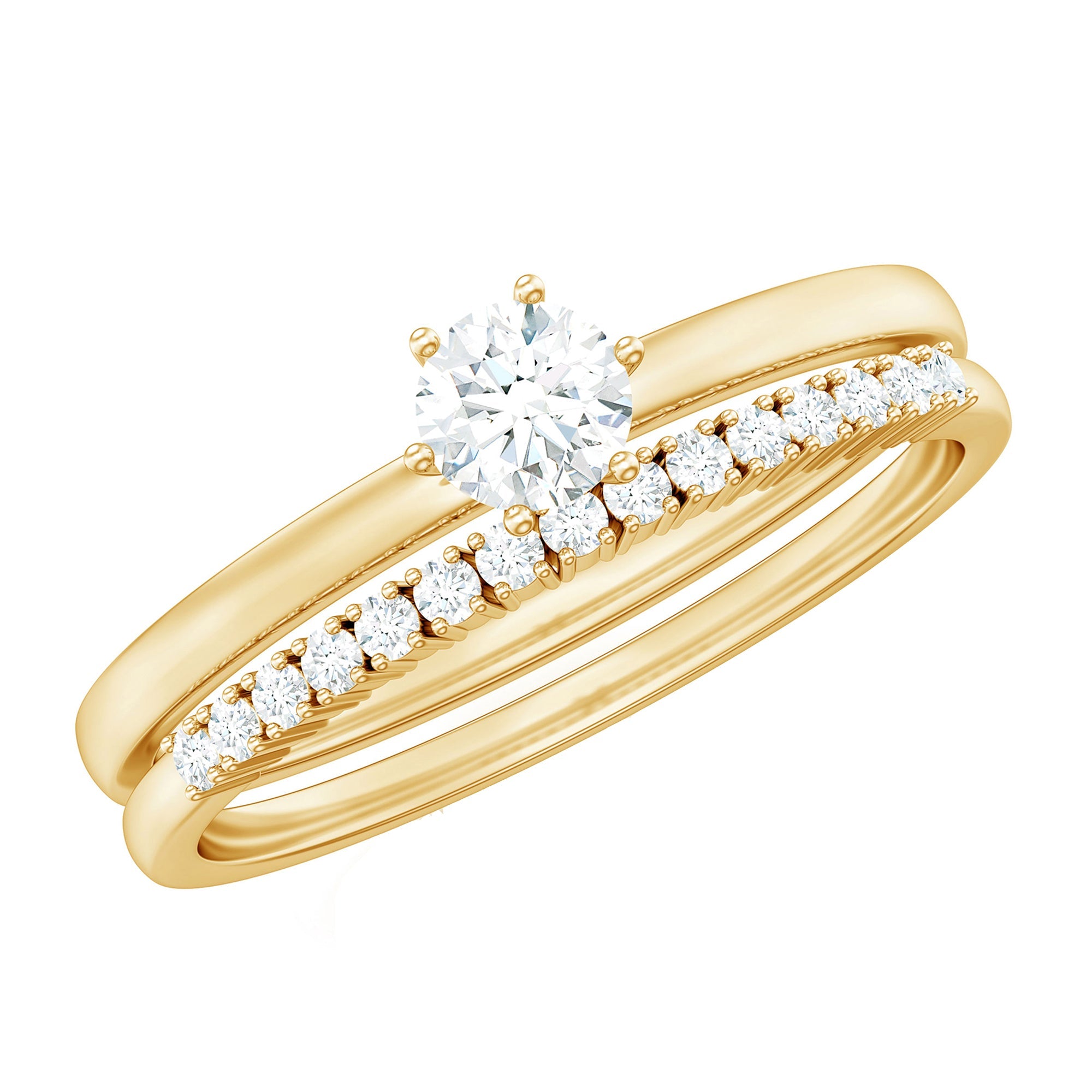 3/4 CT Cubic Zirconia Solitaire Simple Ring Set in Gold