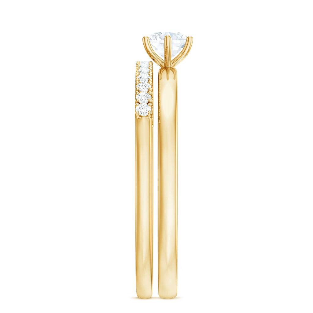 3/4 CT Cubic Zirconia Solitaire Simple Ring Set in Gold