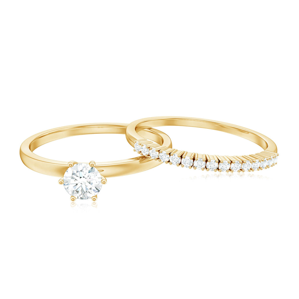 3/4 CT Cubic Zirconia Solitaire Simple Ring Set in Gold