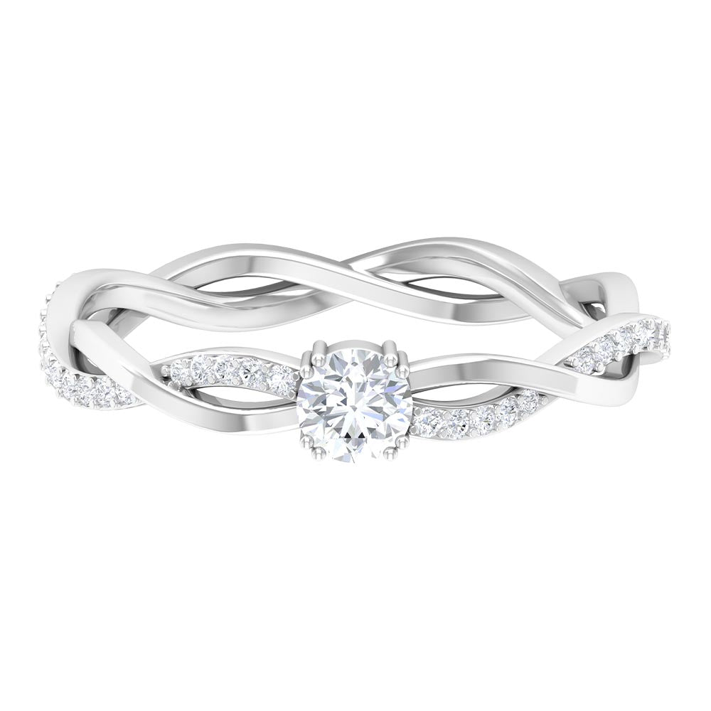 0.50 CT Solitaire Zircon Braided Gold Engagement Ring