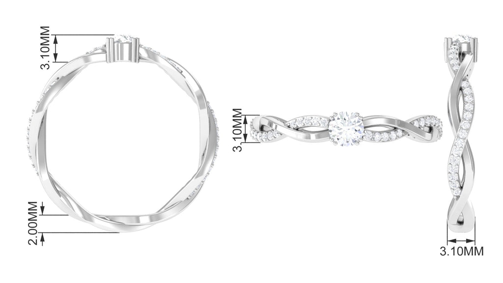 0.50 CT Solitaire Zircon Braided Gold Engagement Ring