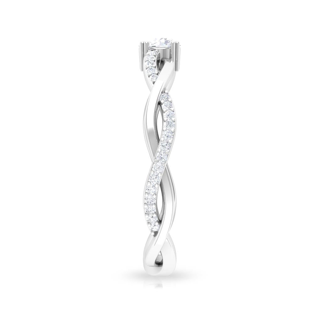 0.50 CT Solitaire Zircon Braided Gold Engagement Ring