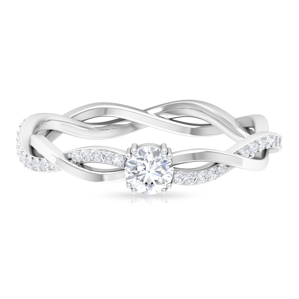 0.50 CT Solitaire Zircon Braided Gold Engagement Ring