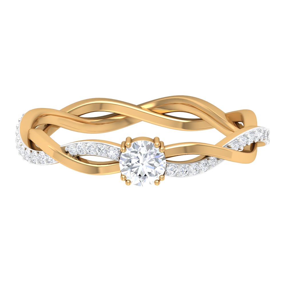 0.50 CT Solitaire Zircon Braided Gold Engagement Ring