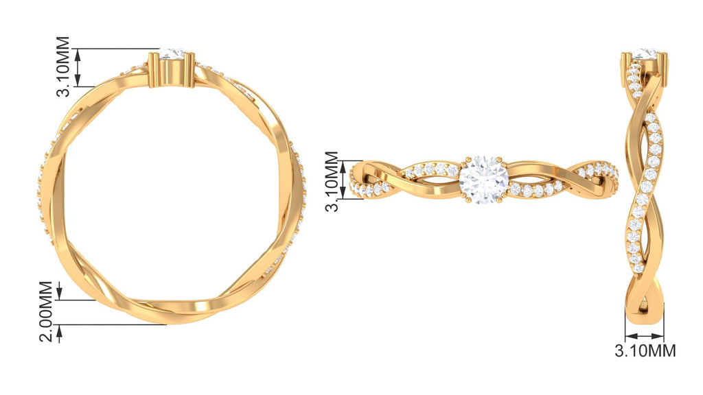 0.50 CT Solitaire Zircon Braided Gold Engagement Ring