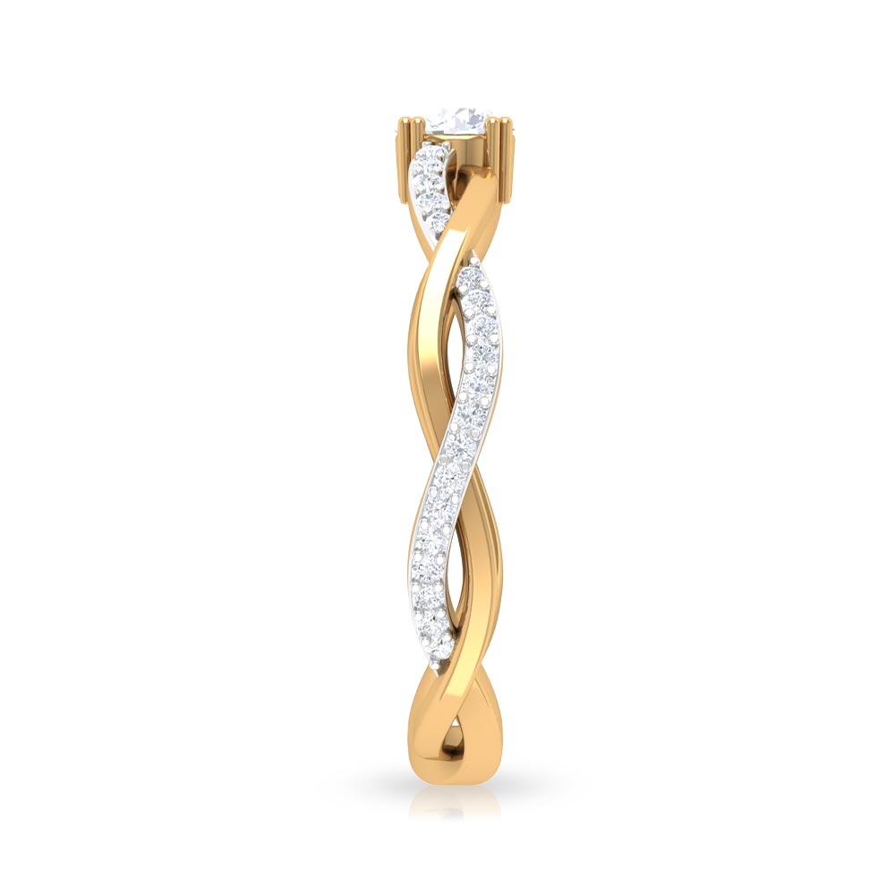 0.50 CT Solitaire Zircon Braided Gold Engagement Ring