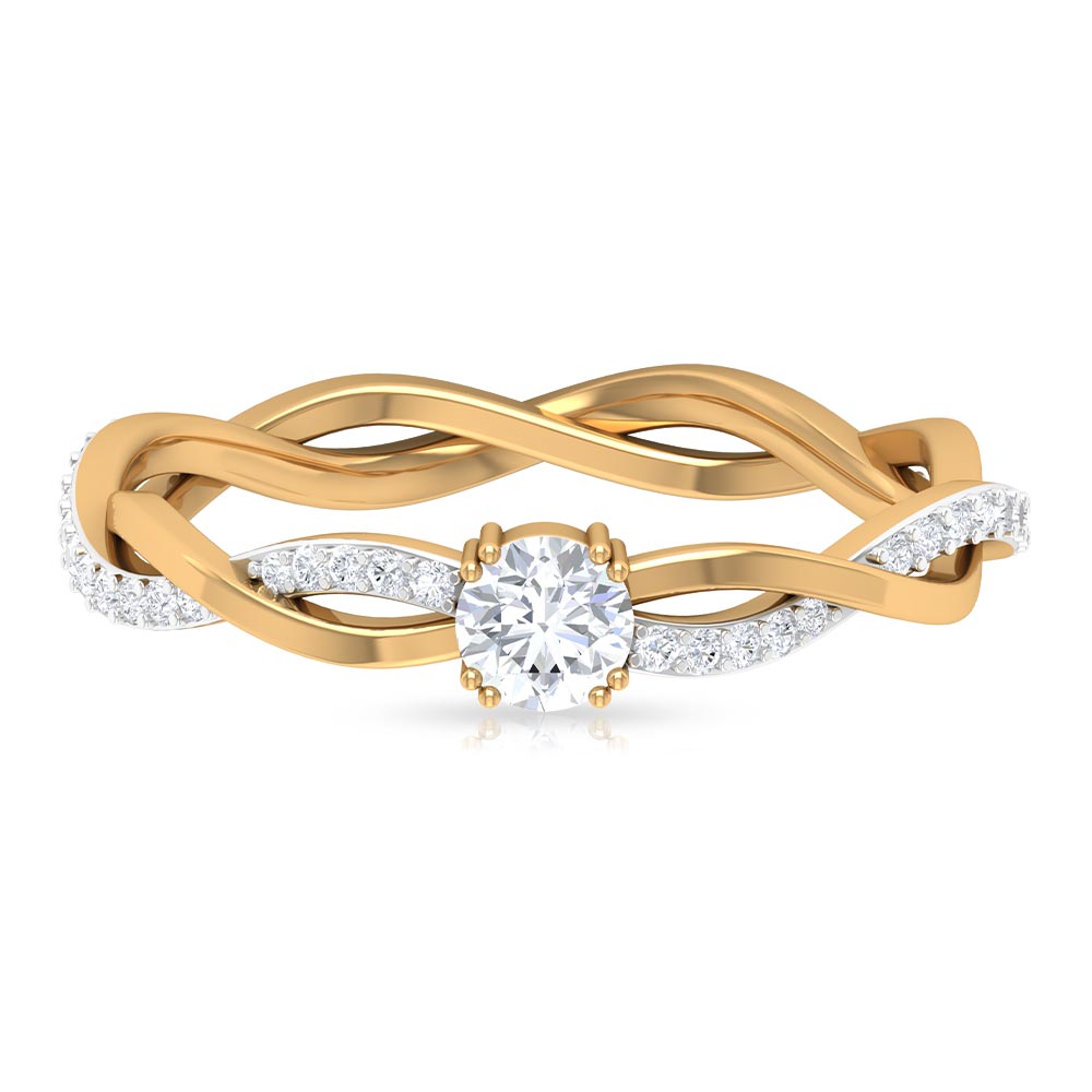 0.50 CT Solitaire Zircon Braided Gold Engagement Ring