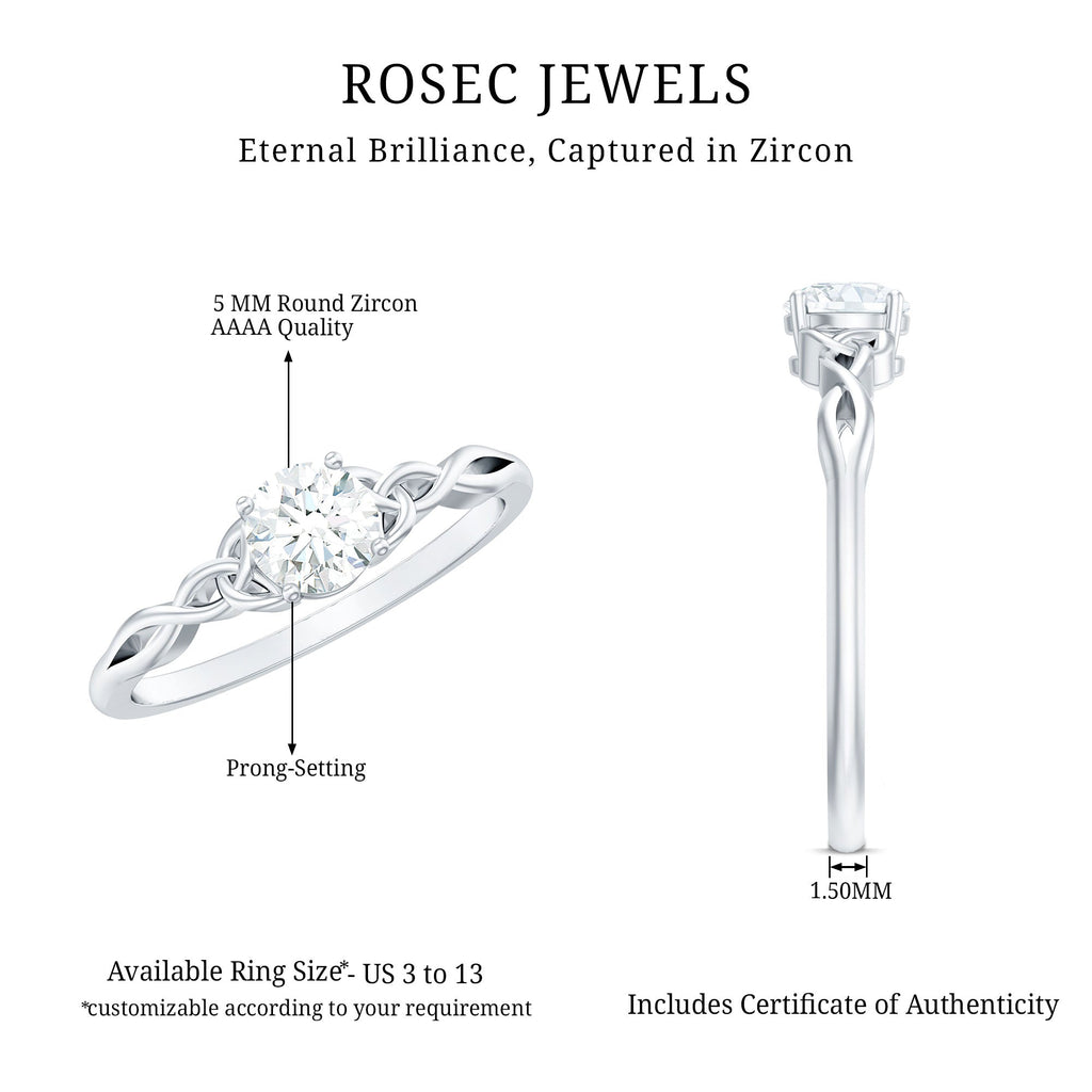 1/2 CT Solitaire Zircon Celtic Knot Engagement Ring