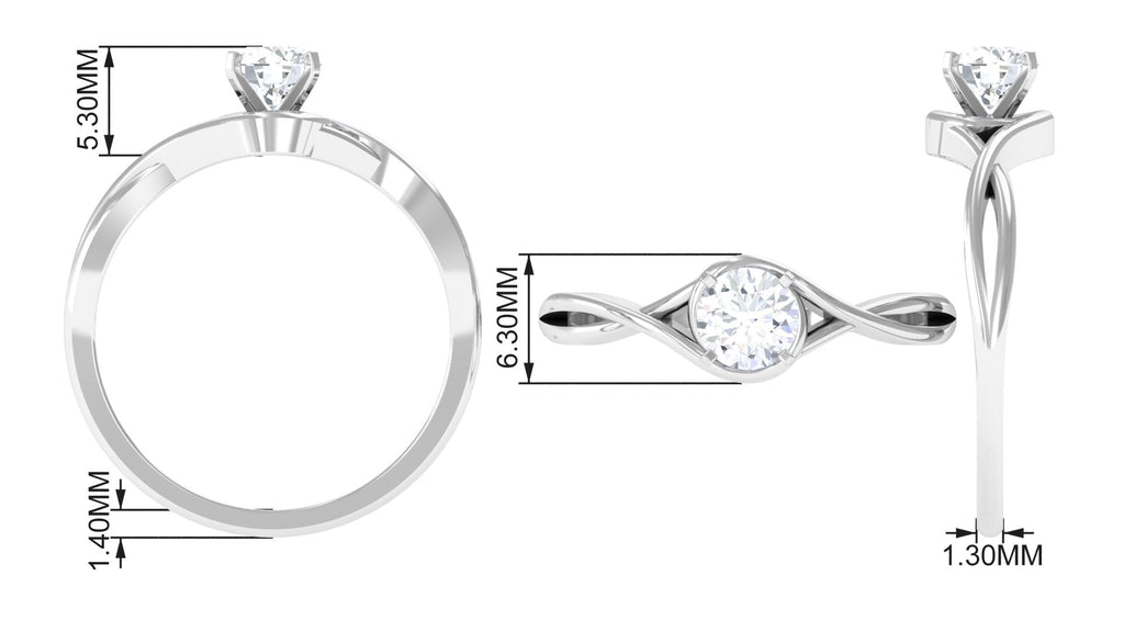 1/2 CT Round Solitaire Zircon Crossover Engagement Ring