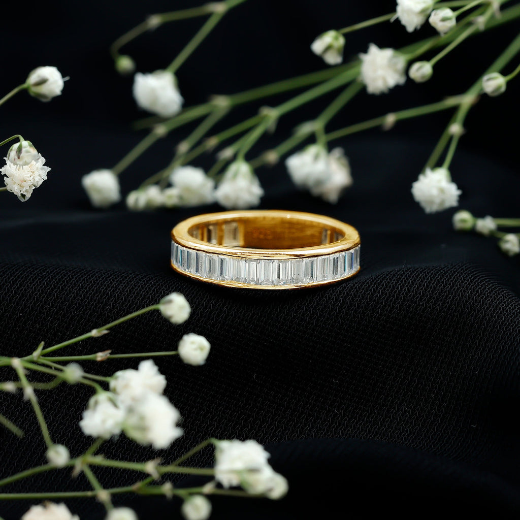 1/2 CT Channel Set Baguette Cut Zircon Eternity Band Ring