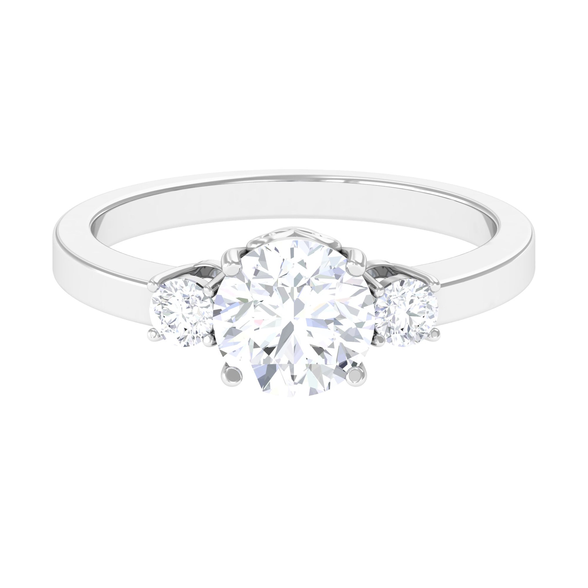 1.50 CT Round Zircon Three Stone Engagement Ring in Gold
