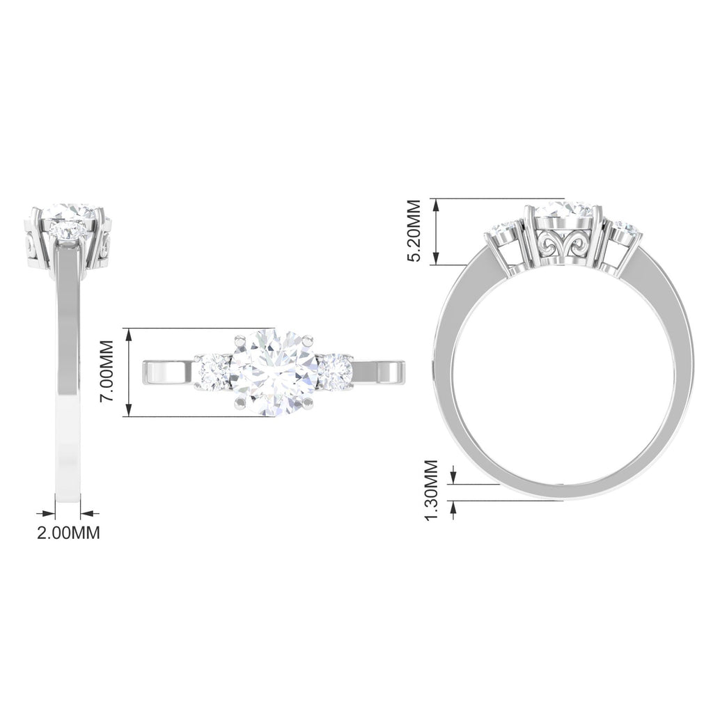 1.50 CT Round Zircon Three Stone Engagement Ring in Gold