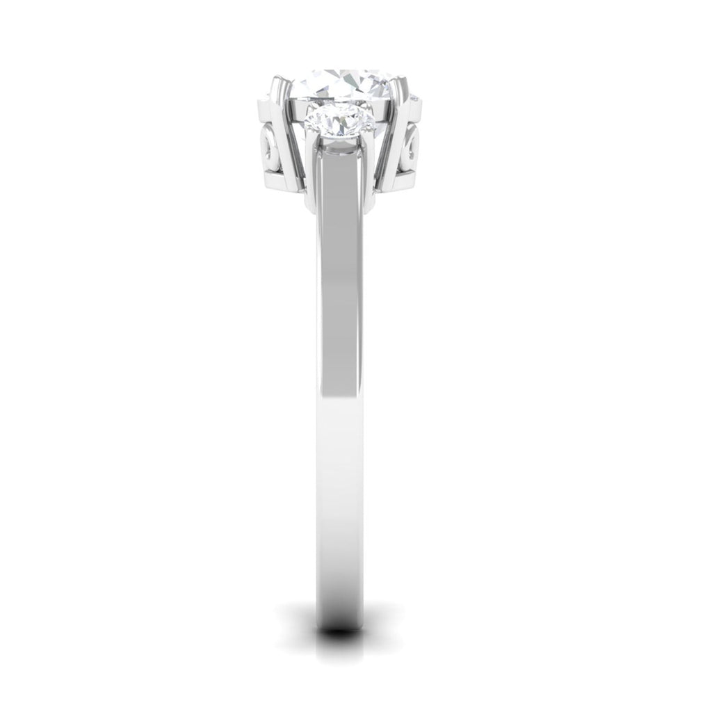 1.50 CT Round Zircon Three Stone Engagement Ring in Gold