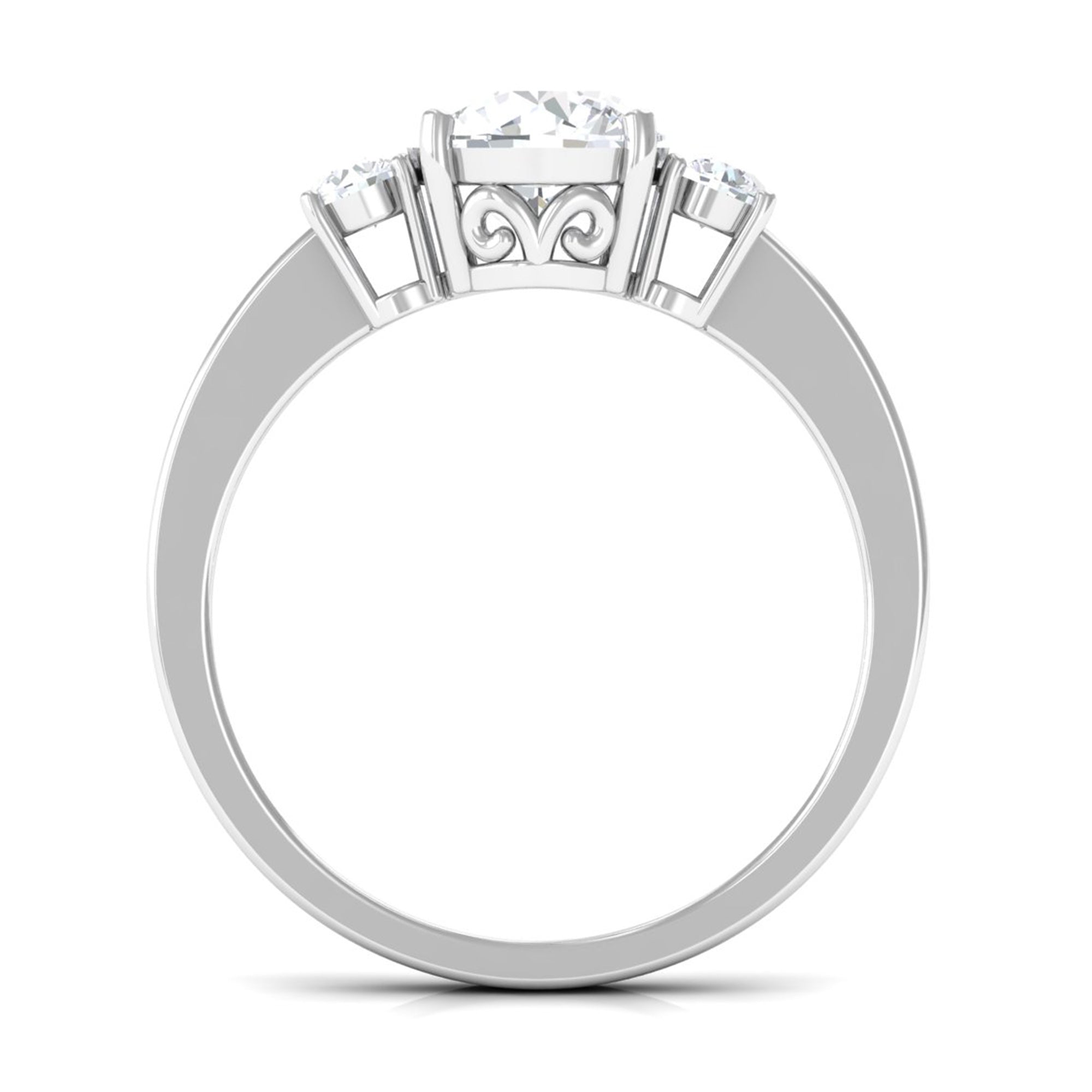 1.50 CT Round Zircon Three Stone Engagement Ring in Gold
