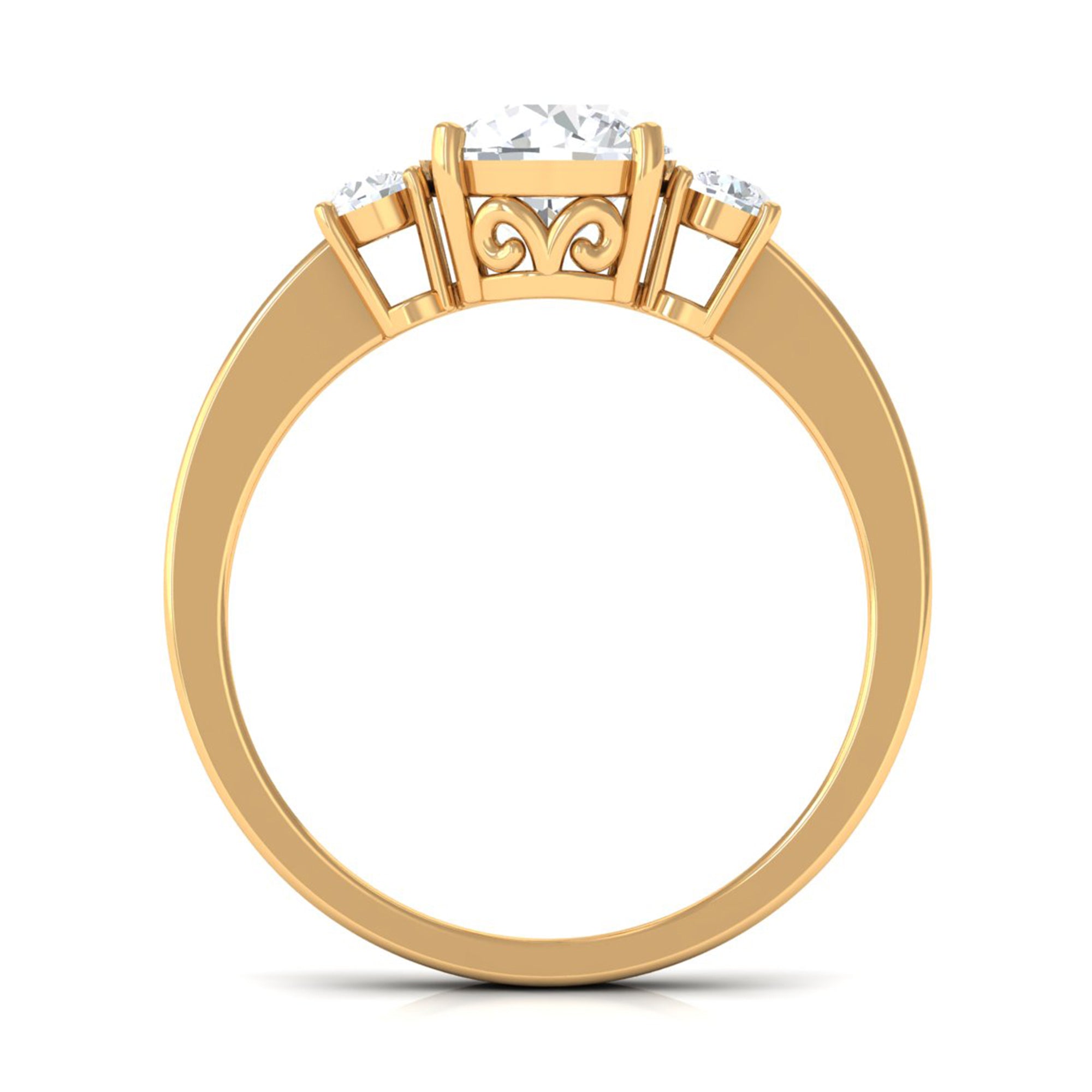 1.50 CT Round Zircon Three Stone Engagement Ring in Gold