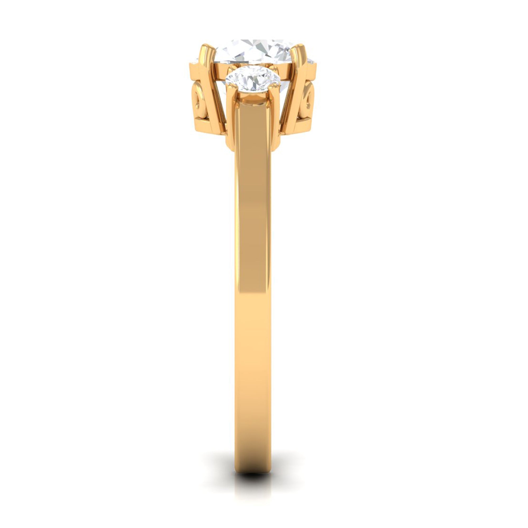 1.50 CT Round Zircon Three Stone Engagement Ring in Gold