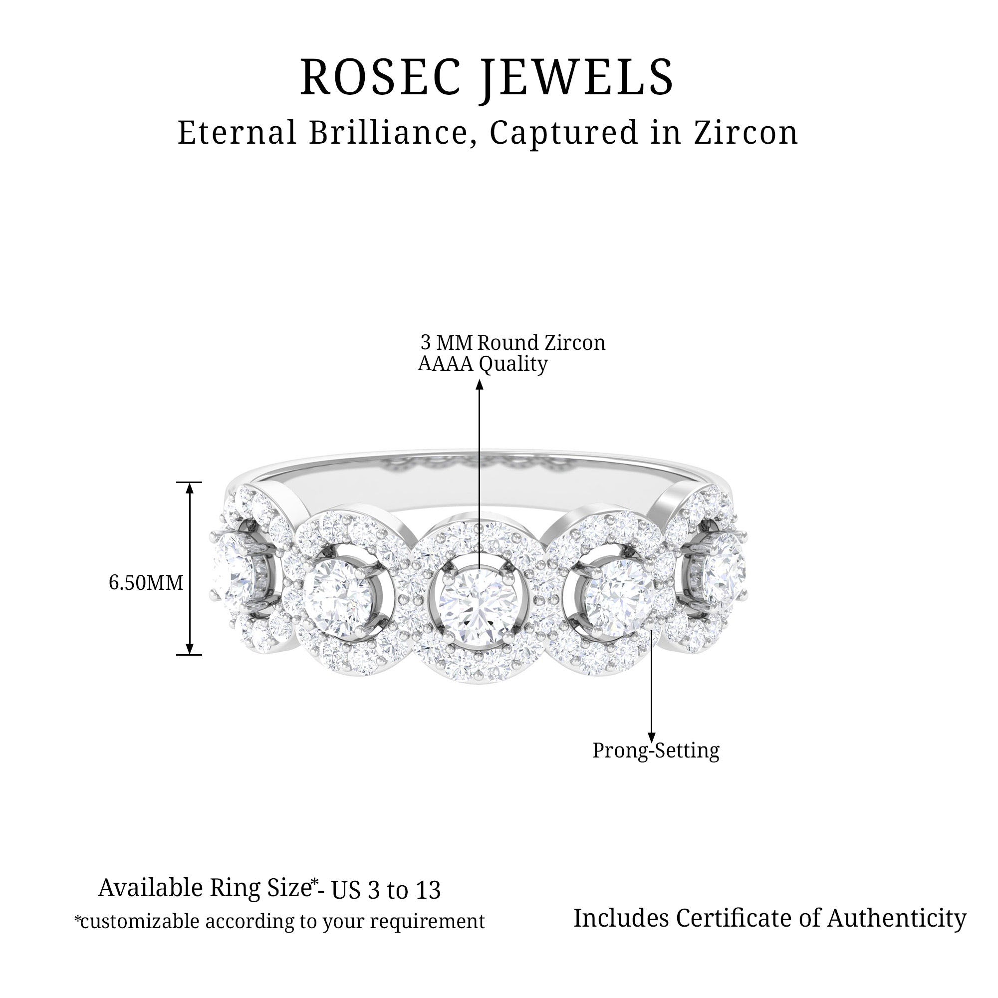 Classic Cubic Zirconia Halo Wedding Band Ring