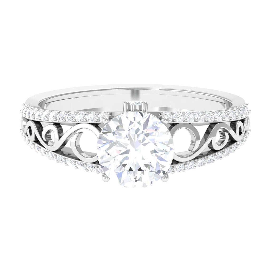 Solitaire Zircon Designer Engagement Ring in Gold