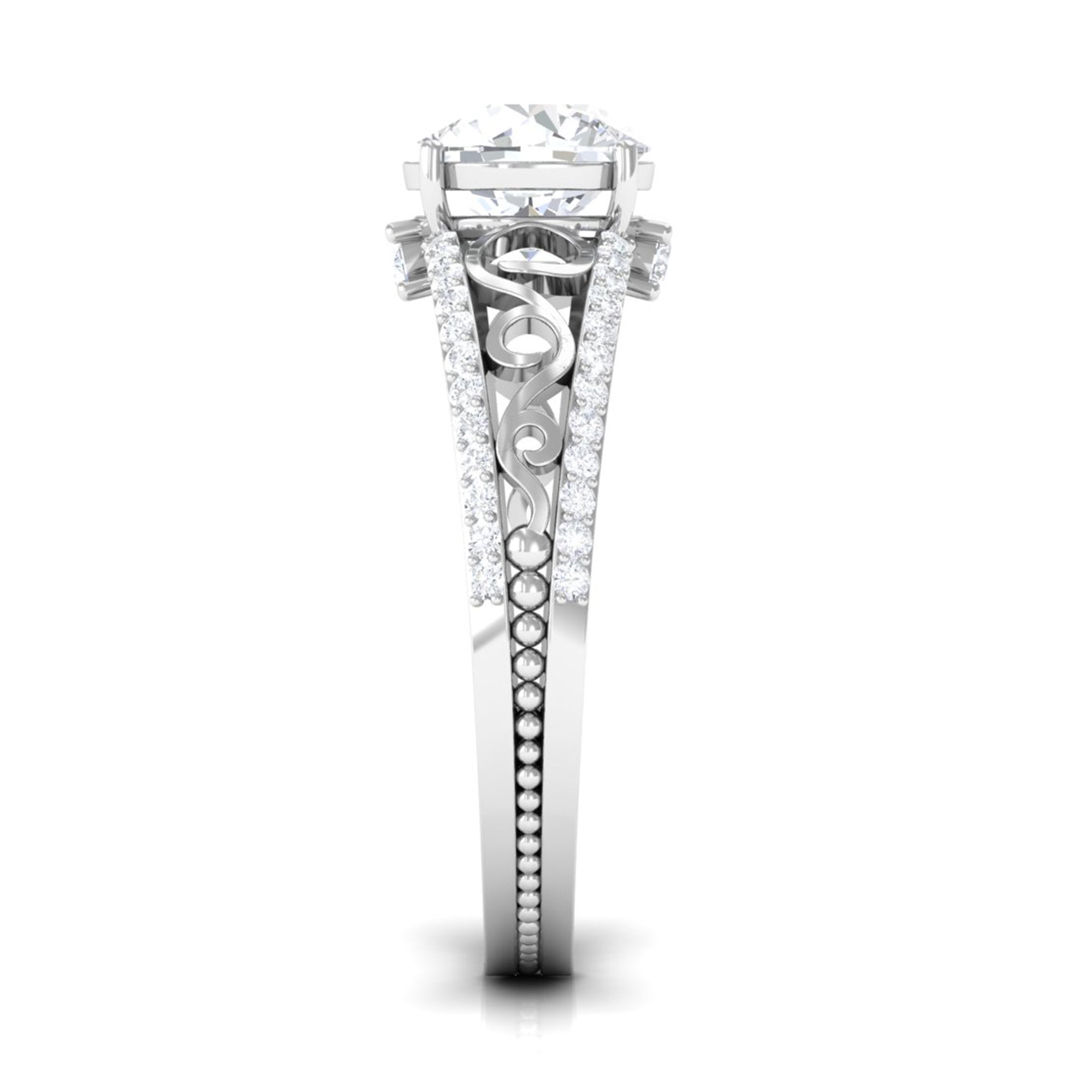 Solitaire Zircon Designer Engagement Ring in Gold