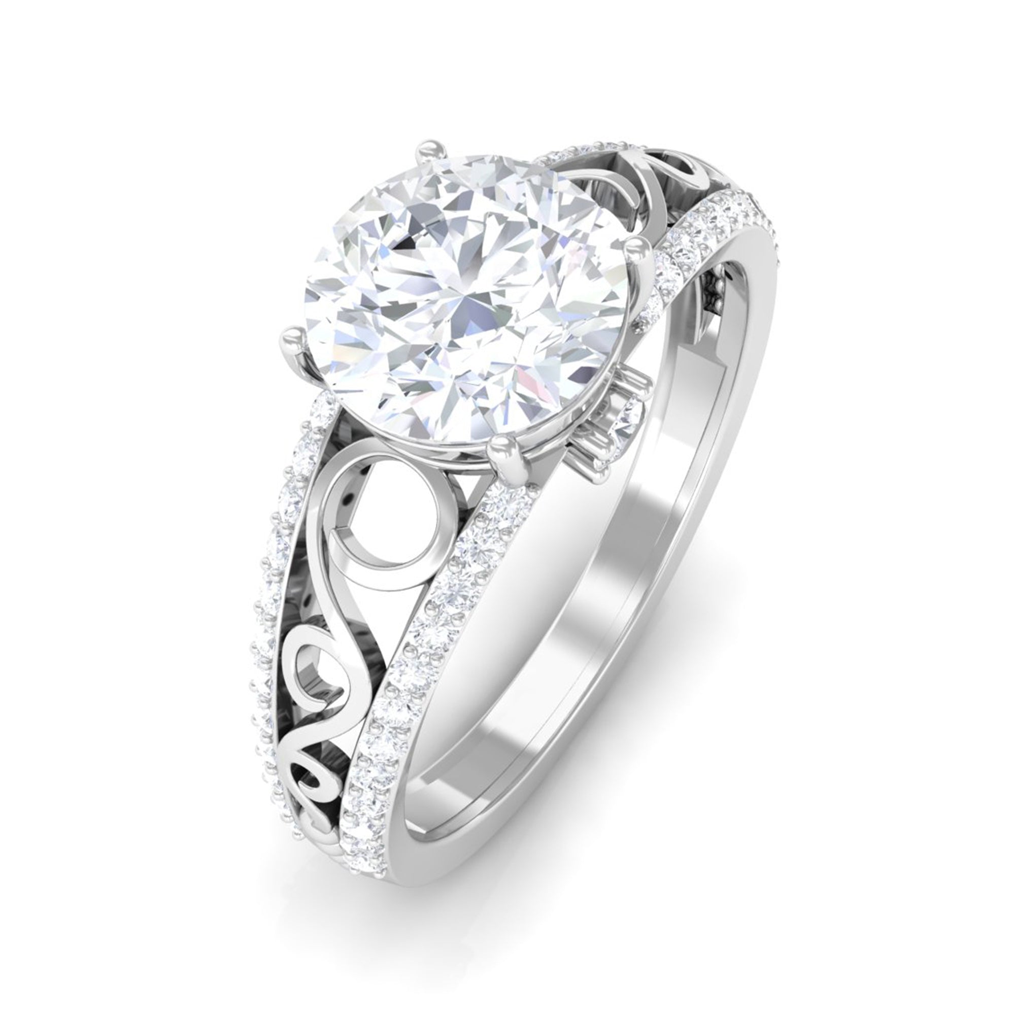 Solitaire Zircon Designer Engagement Ring in Gold