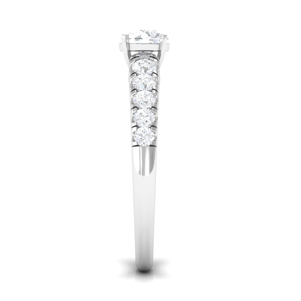 1 CT Round Cubic Zirconia Side Stone Engagement Ring