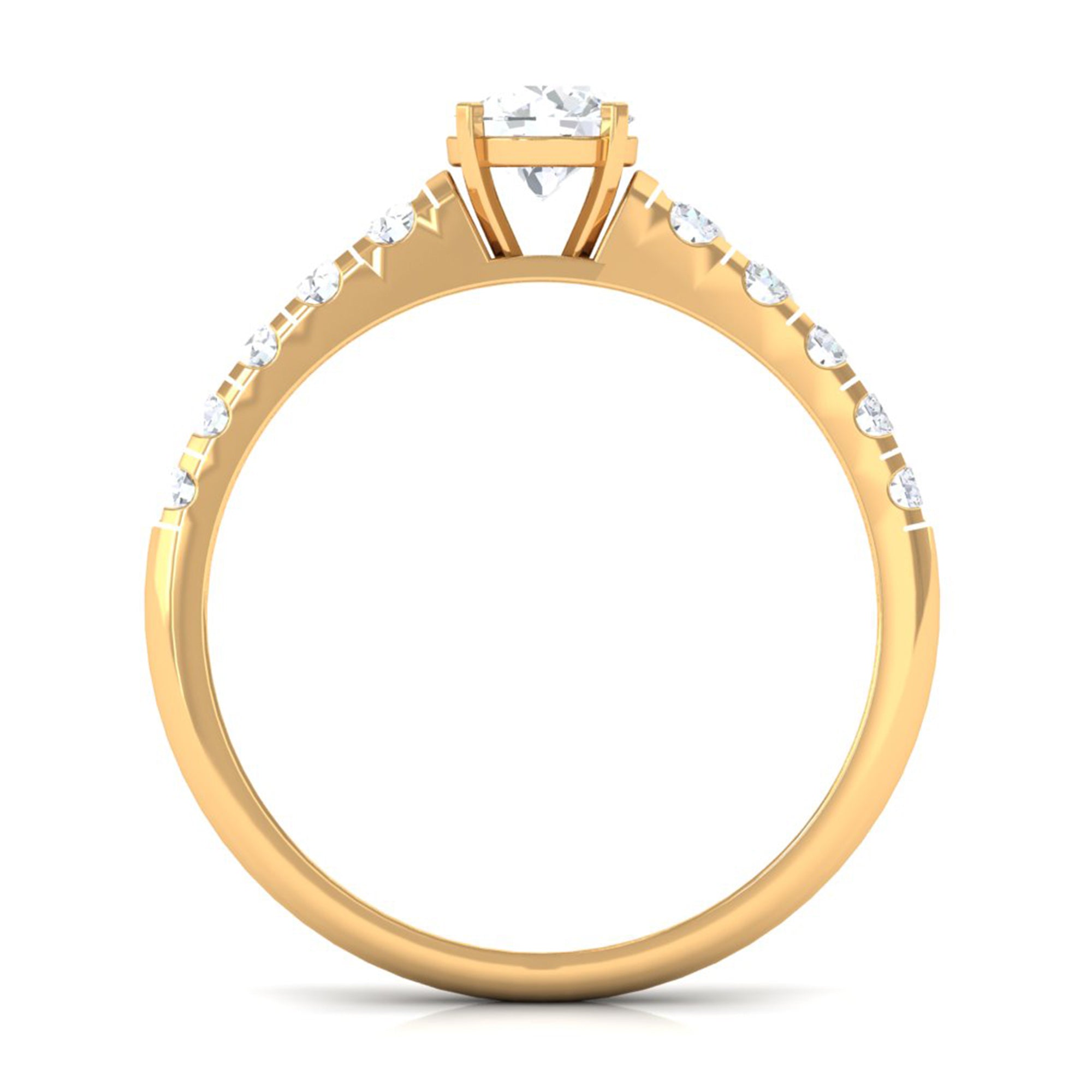 1 CT Round Cubic Zirconia Side Stone Engagement Ring