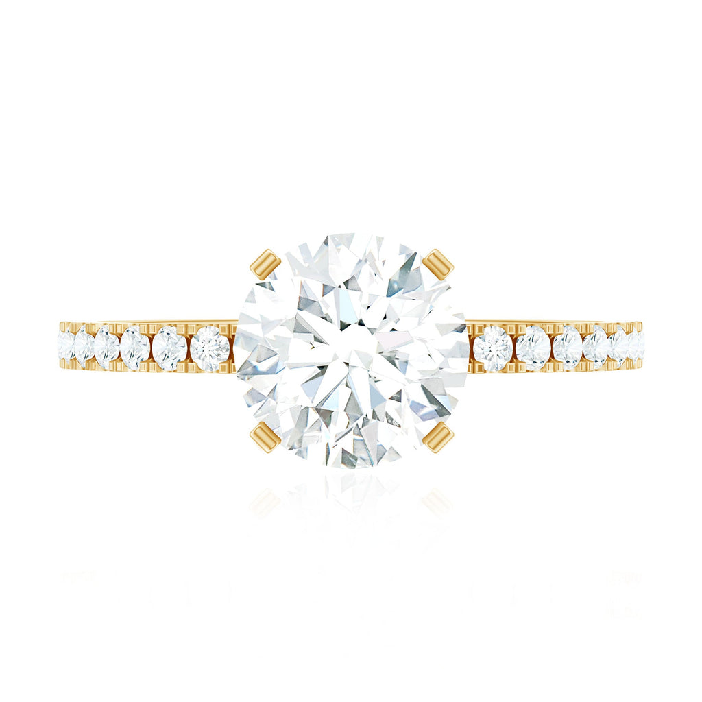 2.75 CT Zircon Solitaire Engagement Ring with Side Stones